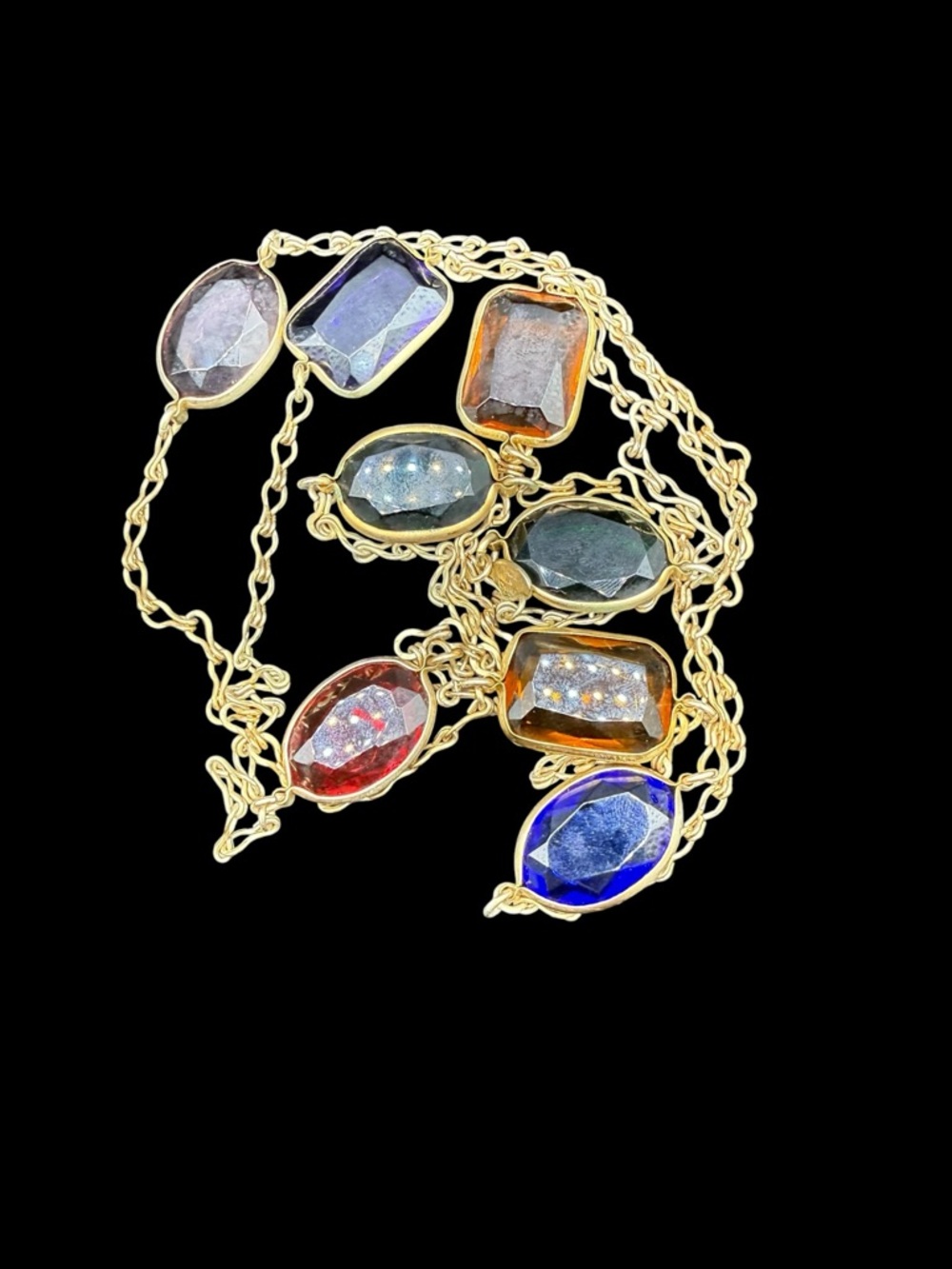 Lydell NYC Vintage Style Multicolor Glass Stone Gold-Tone Necklace